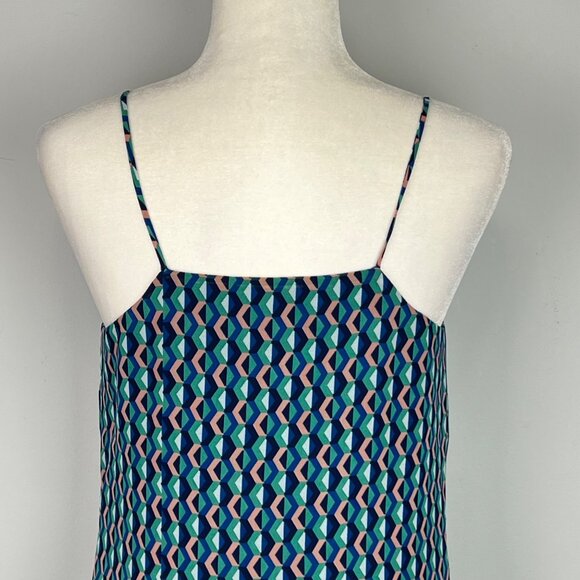 Anthropologie Maeve Womens Teal Silk Geometric Slip Dress Blue Green size XS - Picture 6 of 11